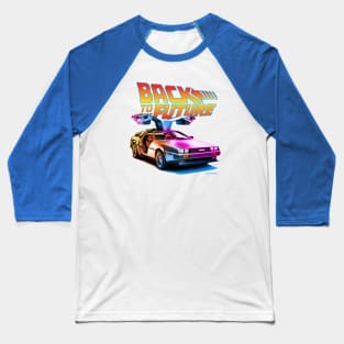 Delorean Back To the Future Synthwave Colors Baseball T-Shirt